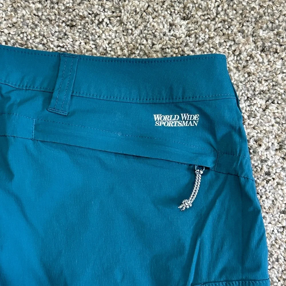 Women's World Wide Sportsman 12 Large Cargo Shorts Teal Aqua Khakis Chino Nylon - Picture 6 of 8